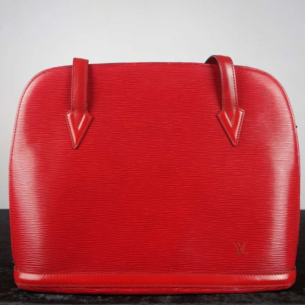 Vintage 1995 Louis Vuitton Red Epi Leather Lussac Tote Bag Made In France